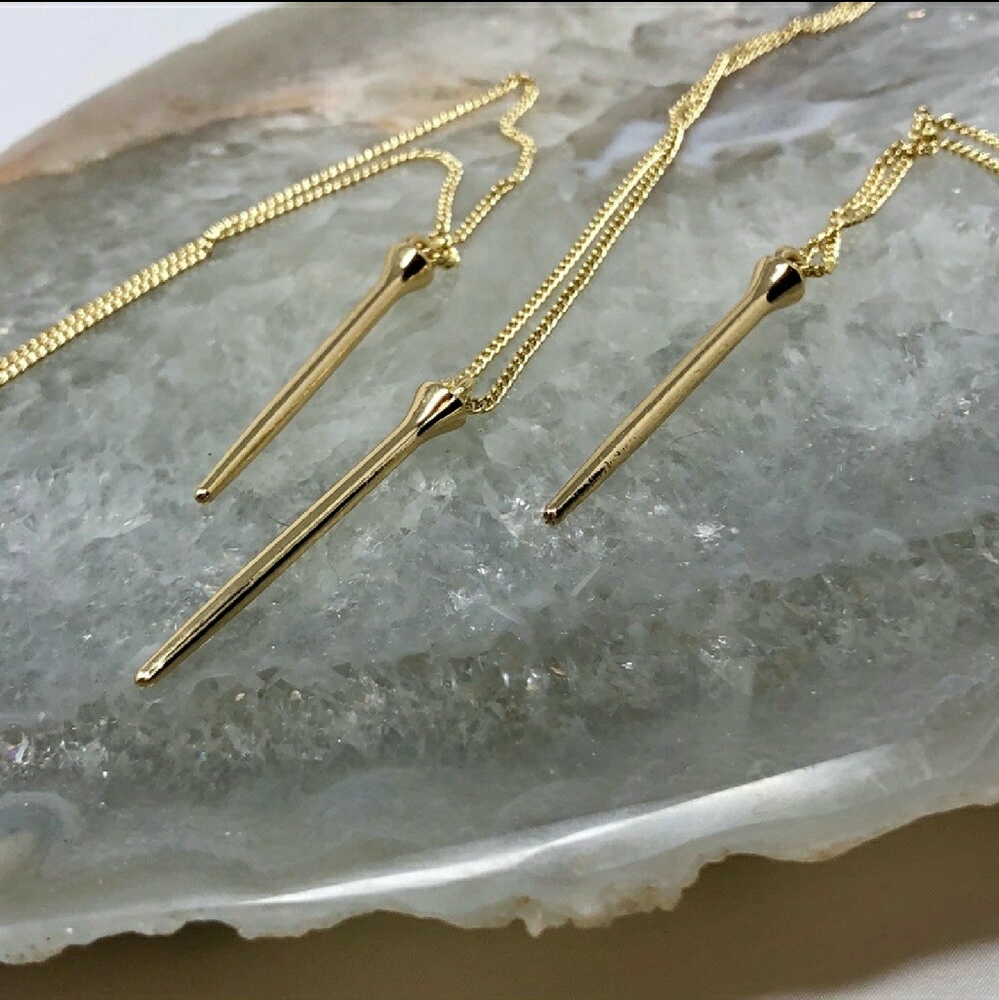 SPIKE 14K Gold layering minimalist necklace NWT - Picture 3 of 8